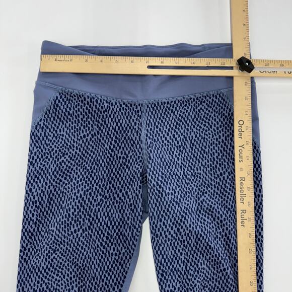 Under Armour Leggings Womens Medium Blue Purple Printed Heatgear Fitted Crop - Picture 5 of 7